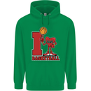 I Love Basketball Childrens Kids Hoodie Irish Green