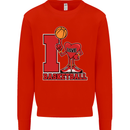 I Love Basketball Kids Sweatshirt Jumper Bright Red
