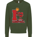 I Love Basketball Kids Sweatshirt Jumper Forest Green