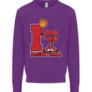 I Love Basketball Kids Sweatshirt Jumper Purple