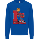 I Love Basketball Kids Sweatshirt Jumper Royal Blue