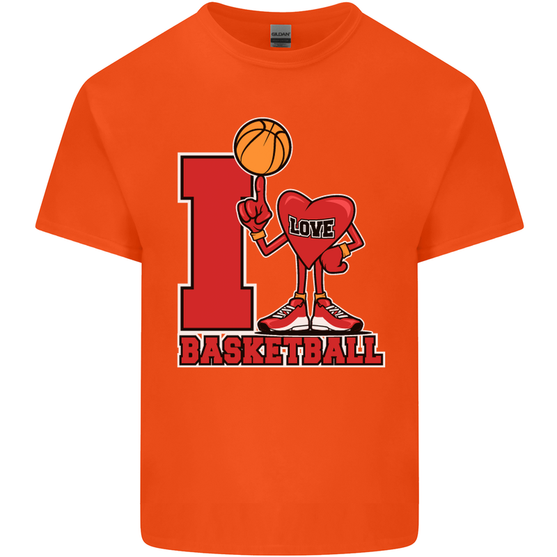 I Love Basketball Kids T-Shirt Childrens Orange