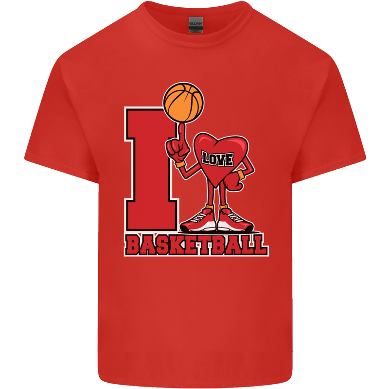 I Love Basketball Kids T-Shirt Childrens Red