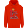 I Love Basketball Mens 80% Cotton Hoodie Bright Red