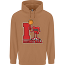 I Love Basketball Mens 80% Cotton Hoodie Caramel Latte