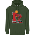 I Love Basketball Mens 80% Cotton Hoodie Forest Green