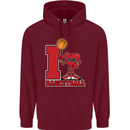 I Love Basketball Mens 80% Cotton Hoodie Maroon
