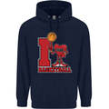 I Love Basketball Mens 80% Cotton Hoodie Navy Blue