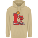 I Love Basketball Mens 80% Cotton Hoodie Sand