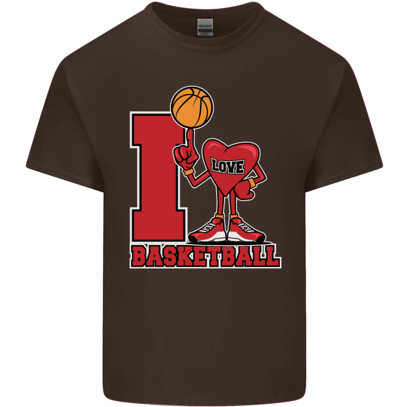 I Love Basketball Mens Cotton T-Shirt Tee Top Dark Chocolate