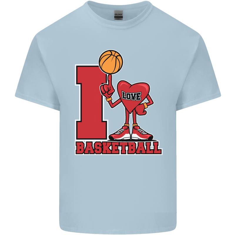 I Love Basketball Mens Cotton T-Shirt Tee Top Light Blue