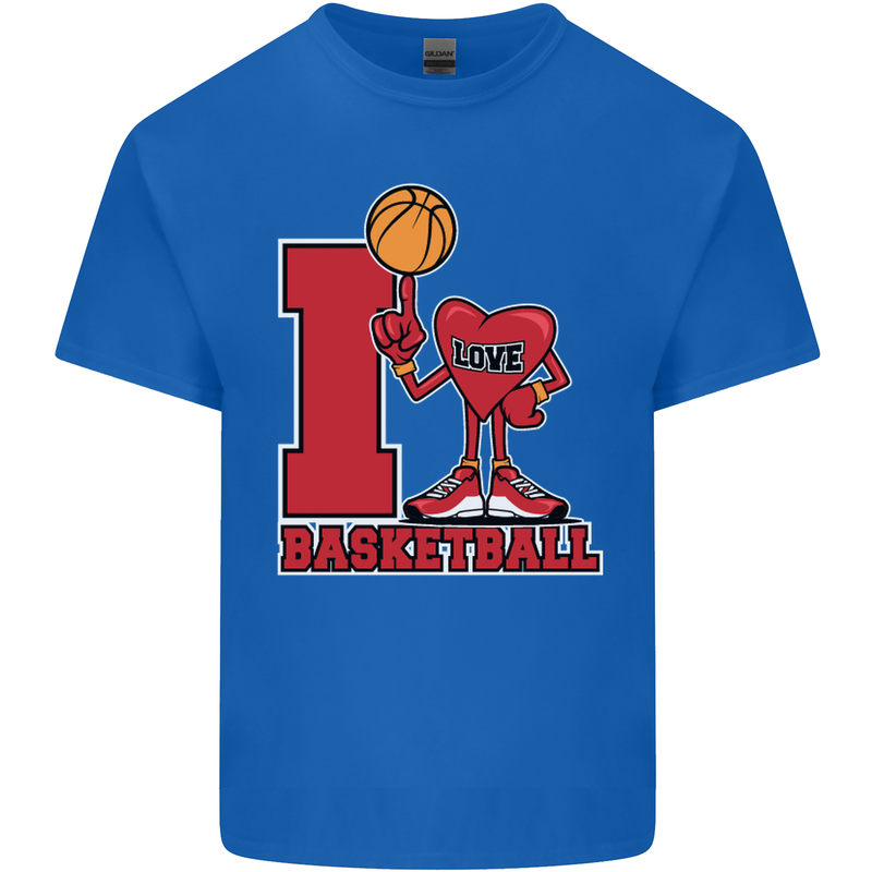 I Love Basketball Mens Cotton T-Shirt Tee Top Royal Blue