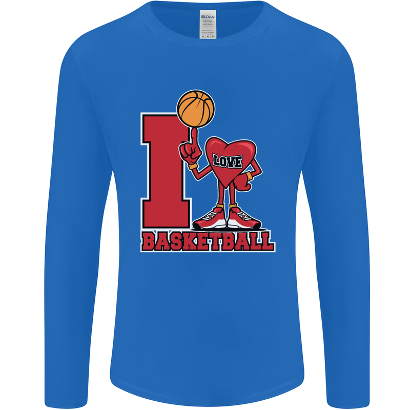 I Love Basketball Mens Long Sleeve T-Shirt Royal Blue