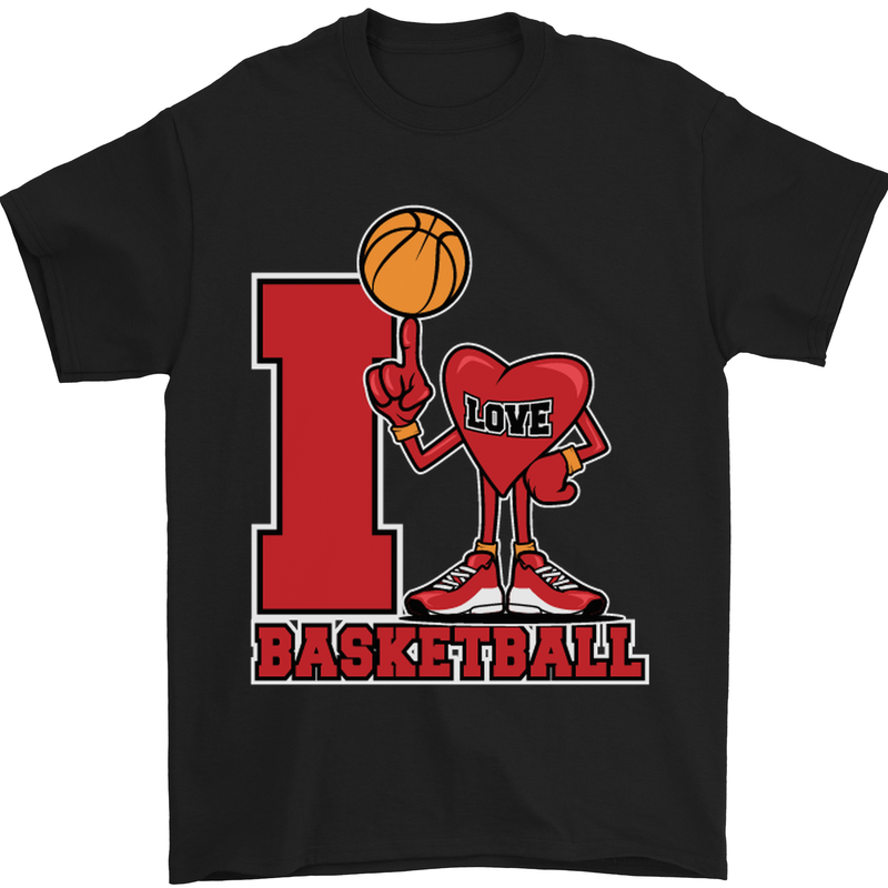 I Love Basketball Mens T-Shirt Cotton Gildan Black