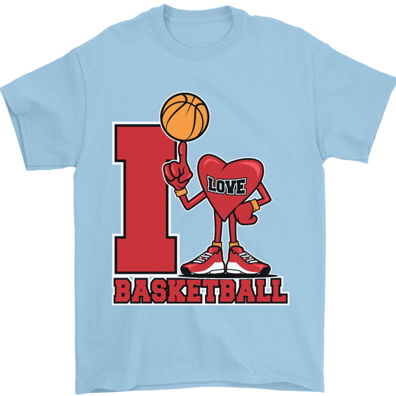 I Love Basketball Mens T-Shirt Cotton Gildan Light Blue