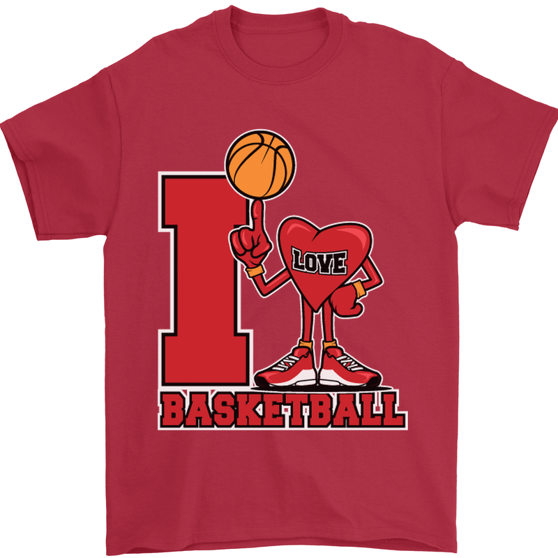 I Love Basketball Mens T-Shirt Cotton Gildan Red