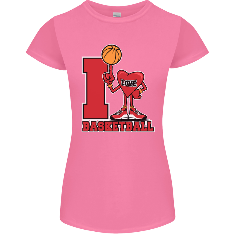 I Love Basketball Womens Petite Cut T-Shirt Azalea