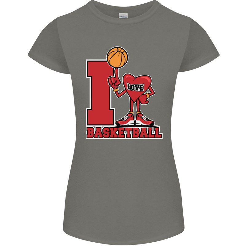 I Love Basketball Womens Petite Cut T-Shirt Charcoal