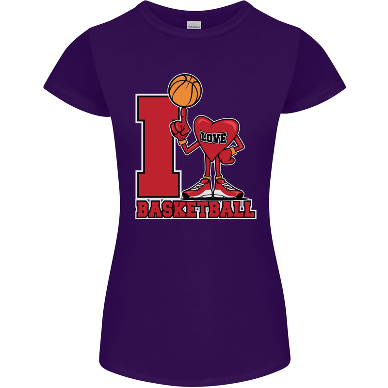 I Love Basketball Womens Petite Cut T-Shirt Purple