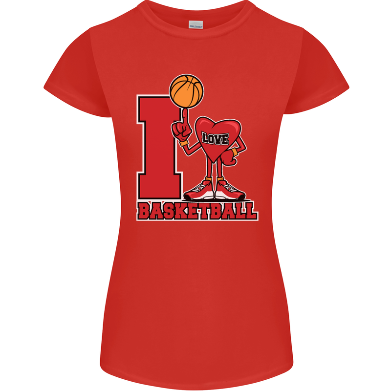 I Love Basketball Womens Petite Cut T-Shirt Red