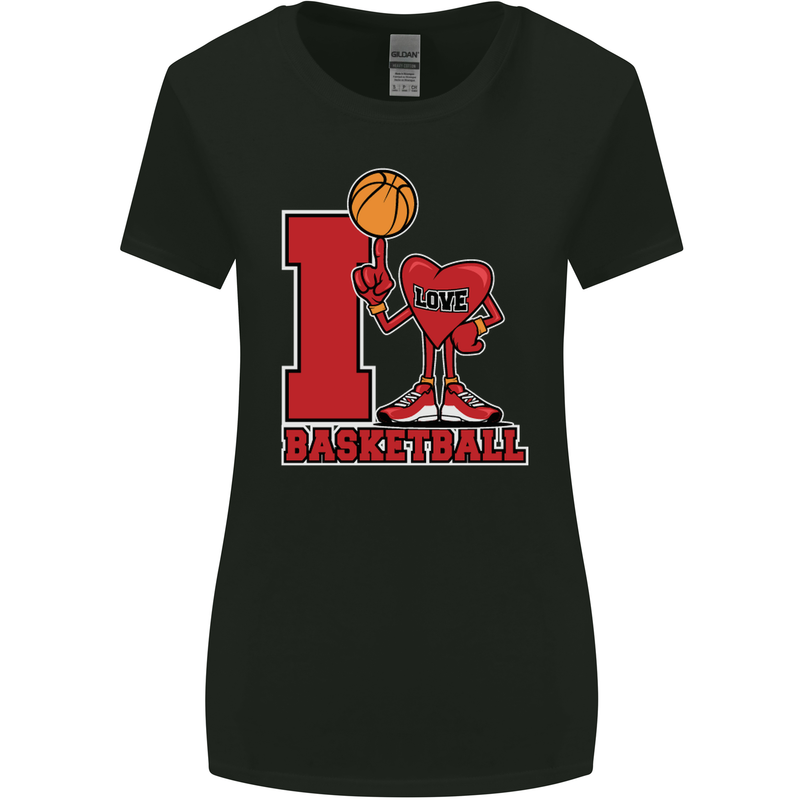I Love Basketball Womens Wider Cut T-Shirt Black