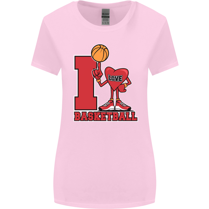I Love Basketball Womens Wider Cut T-Shirt Light Pink
