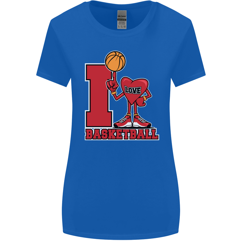 I Love Basketball Womens Wider Cut T-Shirt Royal Blue