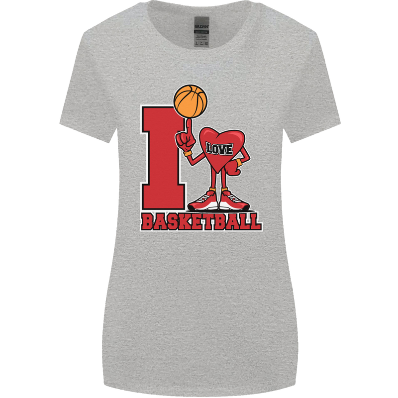 I Love Basketball Womens Wider Cut T-Shirt Sports Grey