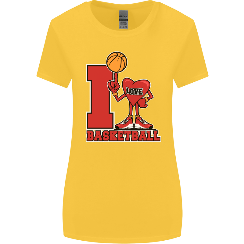 I Love Basketball Womens Wider Cut T-Shirt Yellow