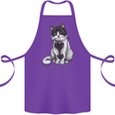I Love Cats Cute Kitten Cotton Apron 100% Organic Purple