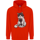 I Love Cats Cute Kitten Mens 80% Cotton Hoodie Bright Red