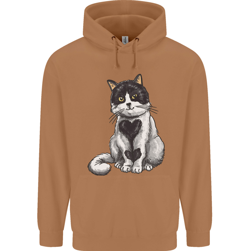 I Love Cats Cute Kitten Mens 80% Cotton Hoodie Caramel Latte