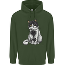 I Love Cats Cute Kitten Mens 80% Cotton Hoodie Forest Green