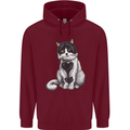I Love Cats Cute Kitten Mens 80% Cotton Hoodie Maroon