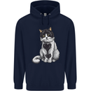 I Love Cats Cute Kitten Mens 80% Cotton Hoodie Navy Blue