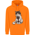 I Love Cats Cute Kitten Mens 80% Cotton Hoodie Orange