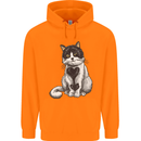 I Love Cats Cute Kitten Mens 80% Cotton Hoodie Orange