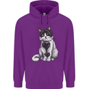 I Love Cats Cute Kitten Mens 80% Cotton Hoodie Purple