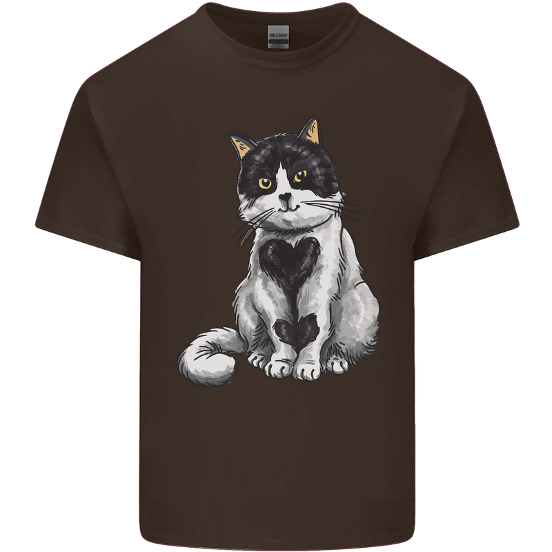 I Love Cats Cute Kitten Mens Cotton T-Shirt Tee Top Dark Chocolate