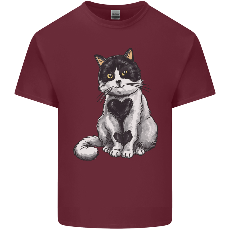 I Love Cats Cute Kitten Mens Cotton T-Shirt Tee Top Maroon