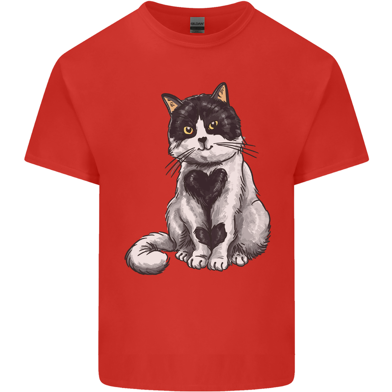 I Love Cats Cute Kitten Mens Cotton T-Shirt Tee Top Red