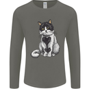 I Love Cats Cute Kitten Mens Long Sleeve T-Shirt Charcoal