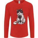 I Love Cats Cute Kitten Mens Long Sleeve T-Shirt Red
