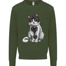 I Love Cats Cute Kitten Mens Sweatshirt Jumper Forest Green