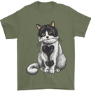 I Love Cats Cute Kitten Mens T-Shirt Cotton Gildan Military Green