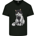 I Love Cats Cute Kitten Mens V-Neck Cotton T-Shirt Black