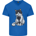 I Love Cats Cute Kitten Mens V-Neck Cotton T-Shirt Royal Blue