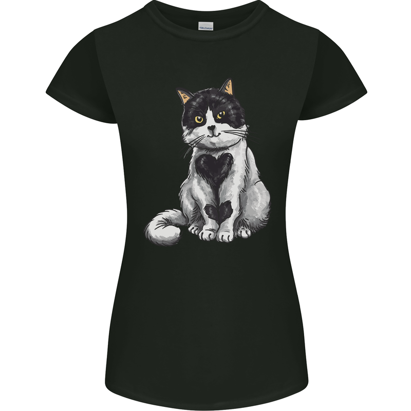 I Love Cats Cute Kitten Womens Petite Cut T-Shirt Black