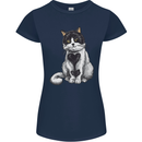 I Love Cats Cute Kitten Womens Petite Cut T-Shirt Navy Blue