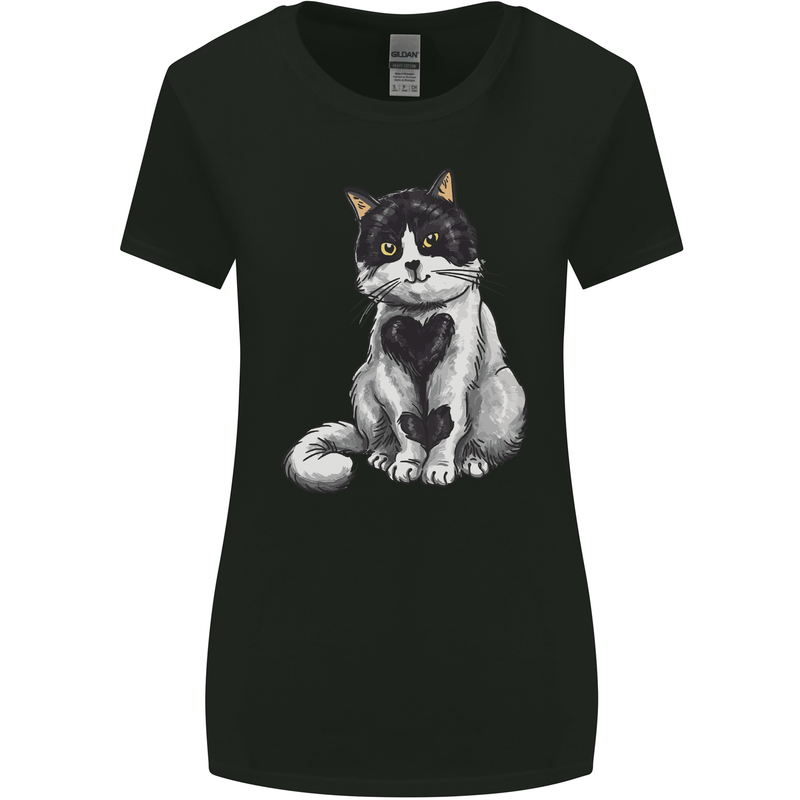 I Love Cats Cute Kitten Womens Wider Cut T-Shirt Black